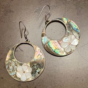 Taxco Iridescent Abalone Circle Earrings